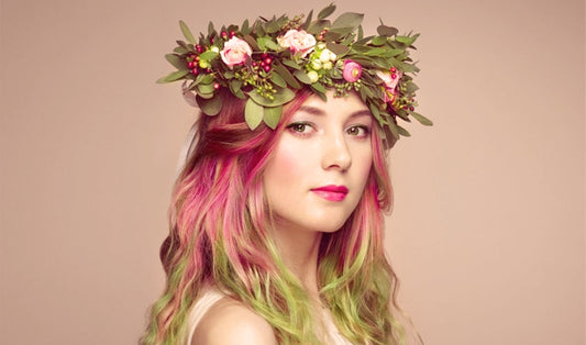 beauty girl with colorfull dyed hair
