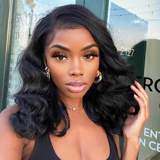 Short Body Wave Bob Wig Virgin Human Hair 13X4 Lace Front Wig Pre Plucked Hairline
