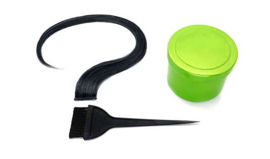 jet black remy hair extensions, hair dye brush and container