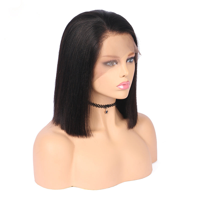 13x4 Side Part Asymmetrical Bob Wig Pre Plucked Lace Front Human