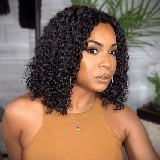 Short Jerry Curly Bob Wig Natural Looking Human Hair 13x4 Lace Front Wig