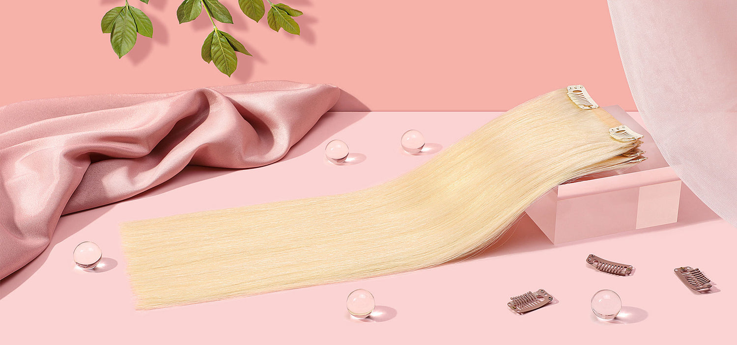 mhothair blonde seamless clip in remy human hair extensions