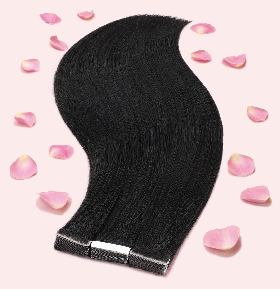 invisible jet black tape in hair extensions