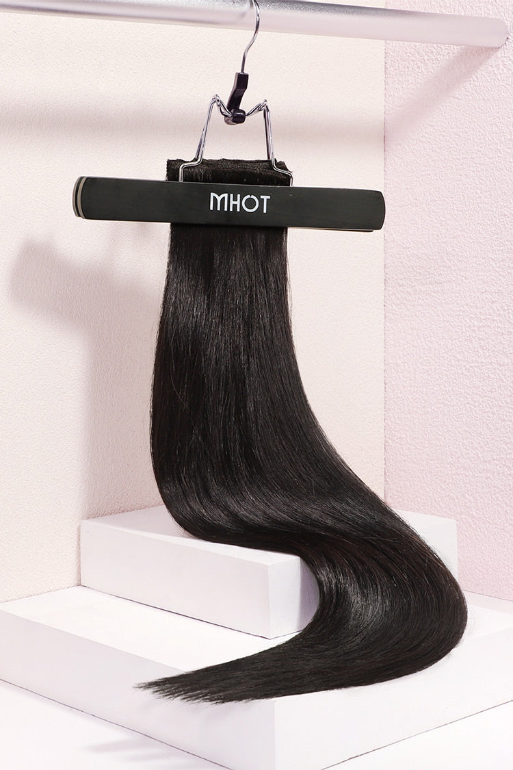 off black seamless clip in remy hair extensions