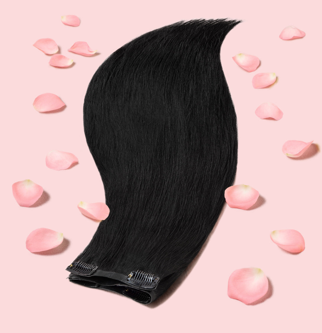 jet black seamless pu clip in hair extensions