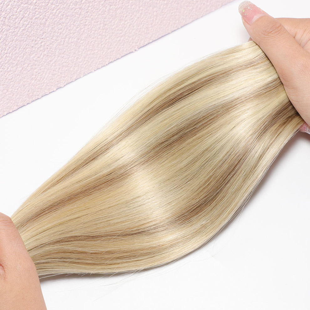 Clip In Hair Extensions Blonde Highlighted, Seamless Clip In Extensions