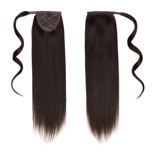 dark brown ponytail remy human hair extensions