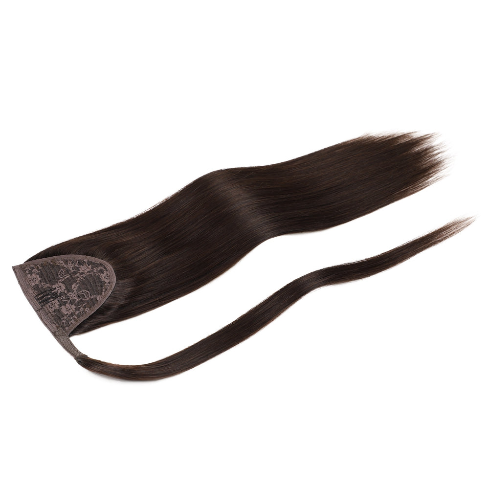 dark brown ponytail remy human hair extensions