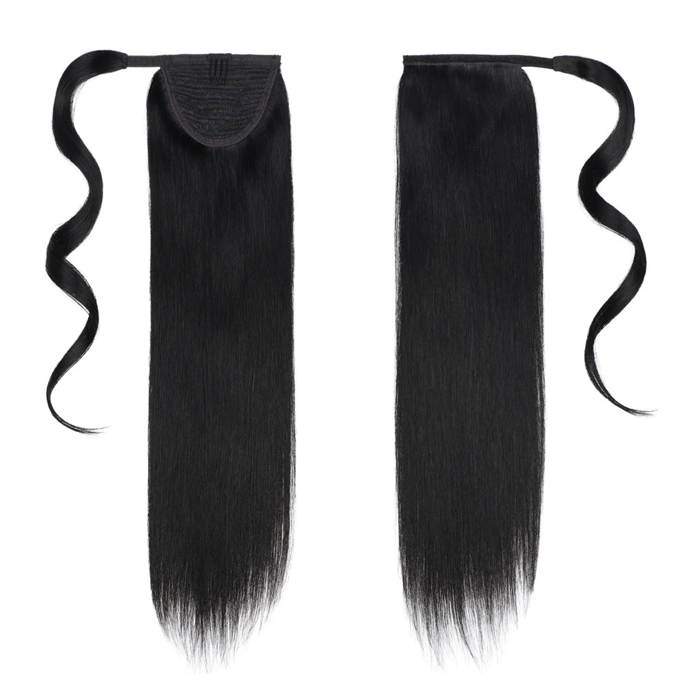 jet black ponytail remy human hair extensions