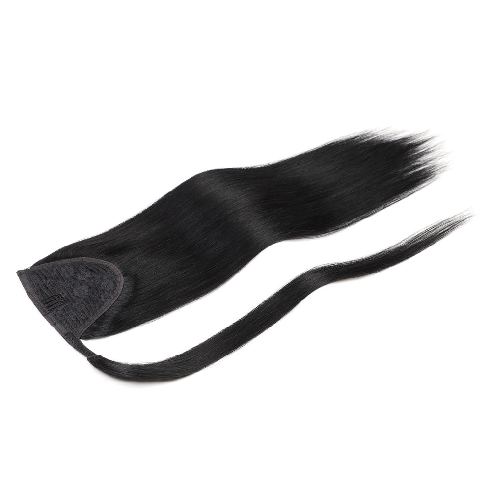 jet black ponytail remy human hair extensions